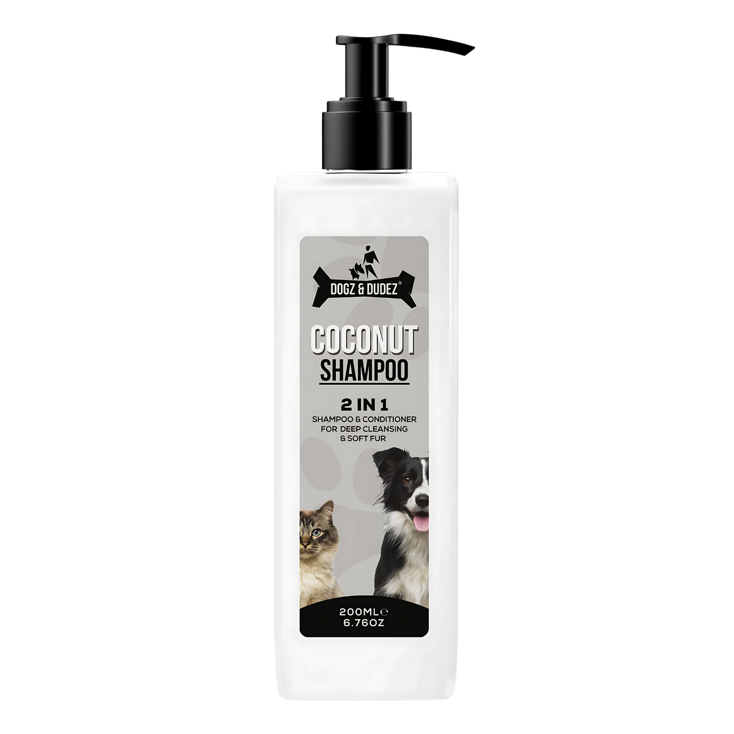 Dogz & Dudez Coconut Dog Shampoo for Puppy, Kitten, cat, and Adult Dogs. 2 in 1 Shampoo and Conditioner for Deep Cleansing and Soft Fur 200ml