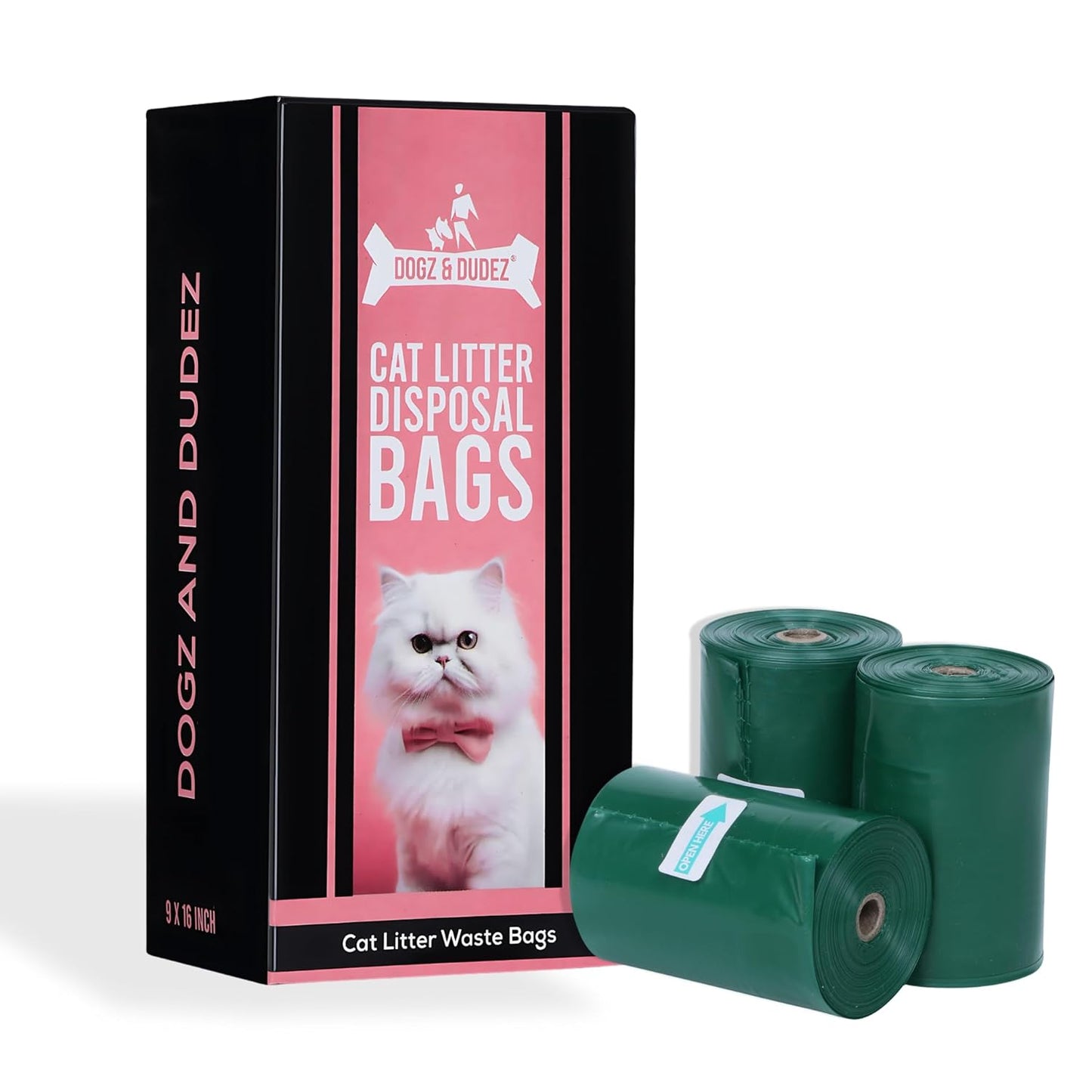 Dogz and Dudez Cat Litter Disposal Bags (Jumbo Rolls) - 9x16 Inch